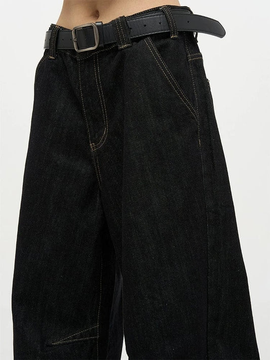 RT No. 18704 BLACK RAW DENIM STRAIGHT JEANS