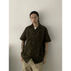 RT No. 19702 COFFEE V-NECK BUTTON-UP SHORT SLEEVE