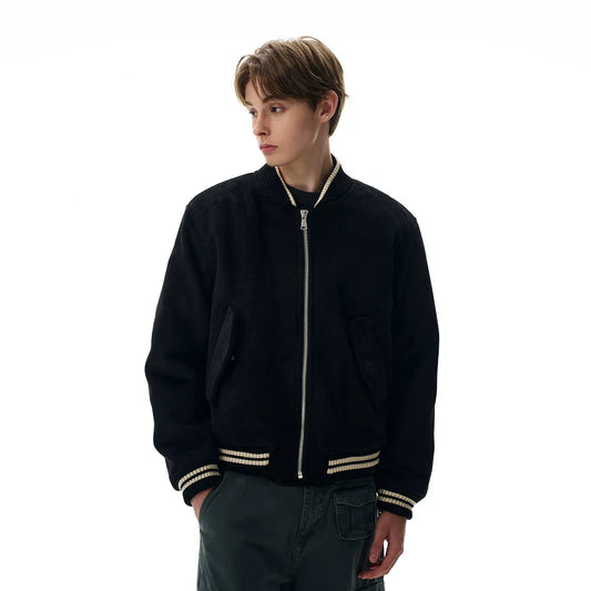 RT No. 40763 CONTRAST BLACK BASEBALL JACKET