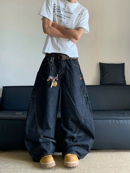 RT No. 18007 BLACK SCIMITAR WIDE JEANS