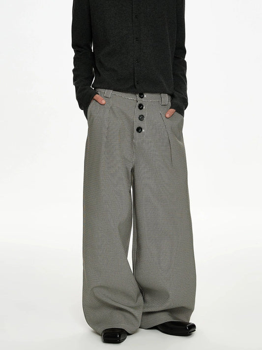 RT No. 50034 PLEATED PLAID BAGGY STRAIGHT PANTS