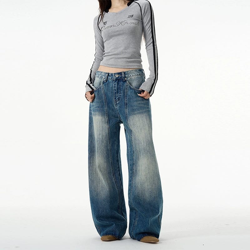 RT No. 11317 RECONSTRUCTED WASHED BLUE DENIM JEANS