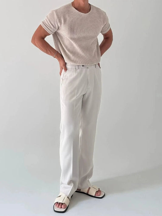 RT No. 13032 CREAM KNIT SHORT SLEEVE