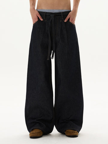 RT No. 59050 PLEATED STRAIGHT DENIM JEANS