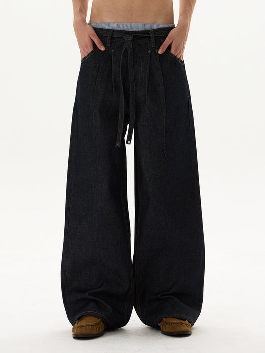 RT No. 59050 PLEATED STRAIGHT DENIM JEANS