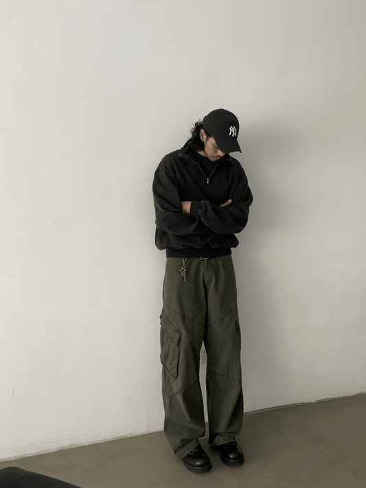 RT No. 29144 WASHED QUARTER ZIP-UP SWEATER