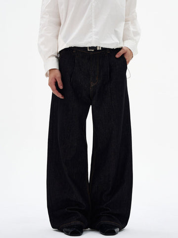 RT No. 55106 PLEATED STRAIGHT DENIM JEANS