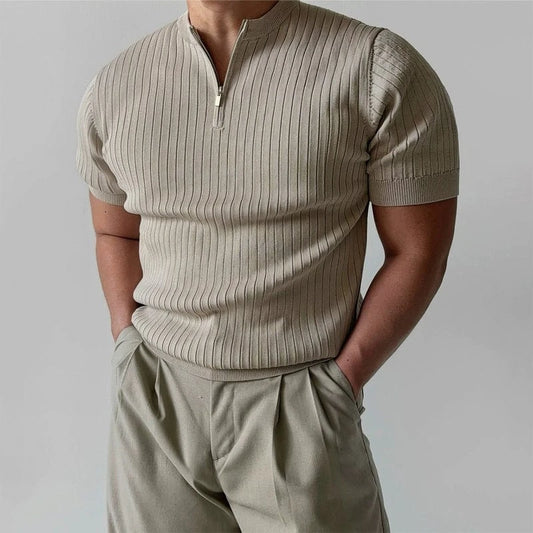 RT No. 19015 SLIM HALF ZIP KNIT SHORT SLEEVE