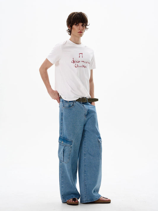 RT No. 13053 BLUE WIDE STRAIGHT CARGO PANTS