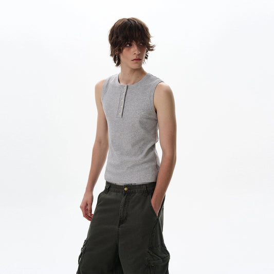 RT No. 18037 KNIT HENRY COLLAR TANK TOP