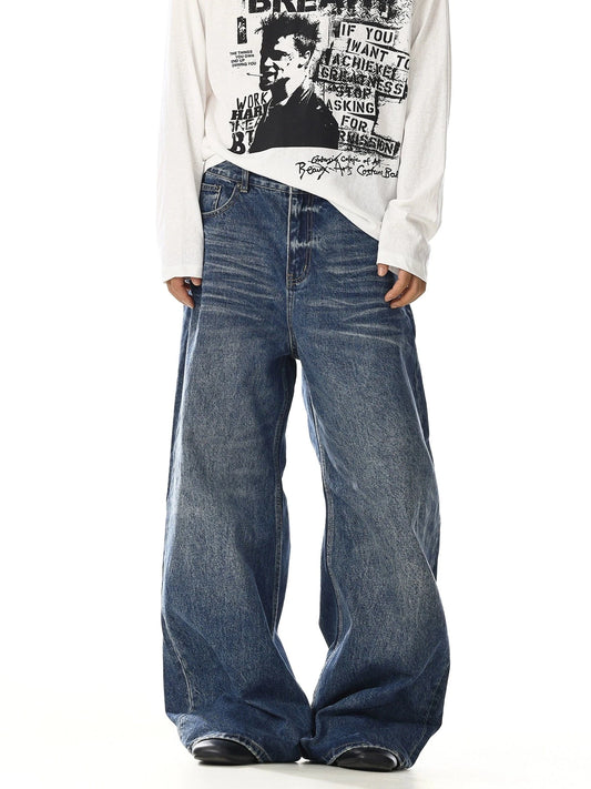 RT No. 32016 WHISKER WASH WIDE STRAIGHT JEANS