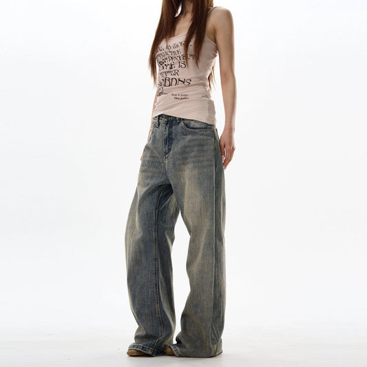 RT No. 18041 WASHED BLUE DENIM STRAIGHT JEANS
