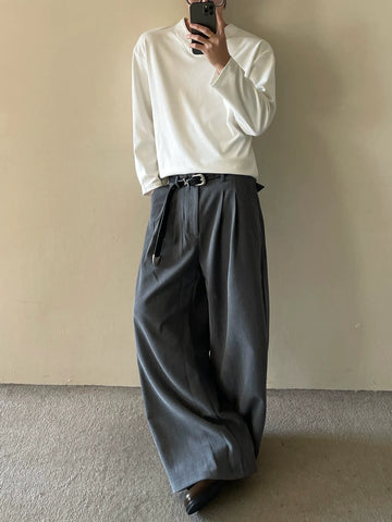 RT No. 50254 PLEATED WIDE STRAIGHT SUIT PANTS