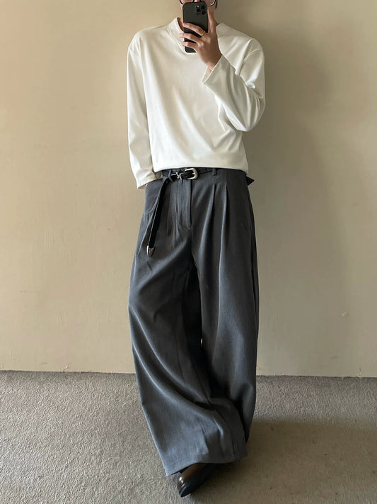 RT No. 50254 PLEATED WIDE STRAIGHT SUIT PANTS