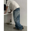 RT No. 18765 WASHED BLUE WHISKER DENIM STRAIGHT JEANS