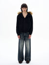 RT No. 32502 VELVET FUR ZIP HOODIE