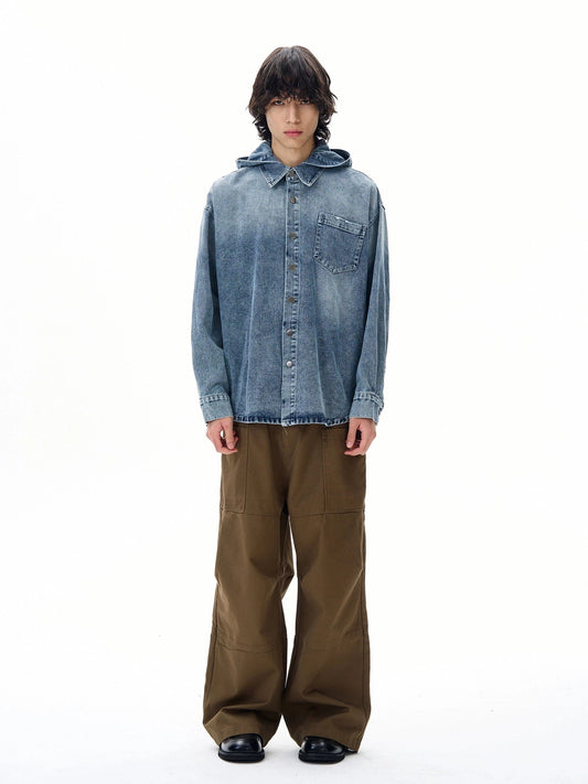 RT No. 31004 HOODED BUTTON-UP DENIM SHIRT