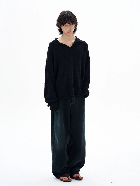 RT No. 29029 WASHED DENIM BAGGY STRAIGHT JEANS