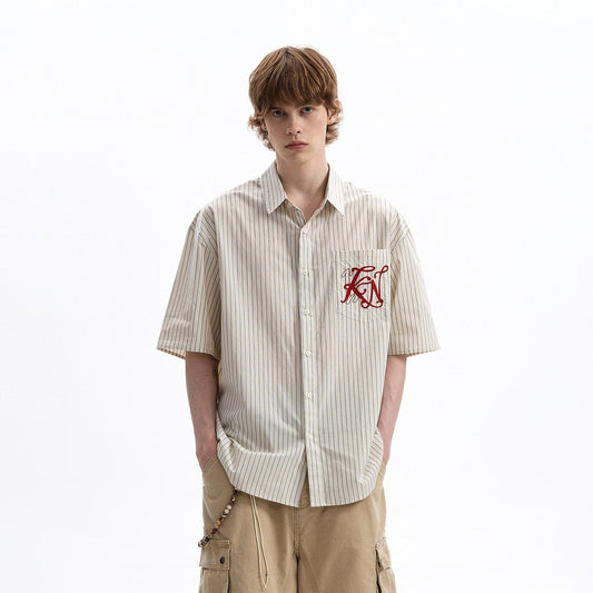 RT No. 58029 STRIPED BUTTON-UP SHORT SLEEVE