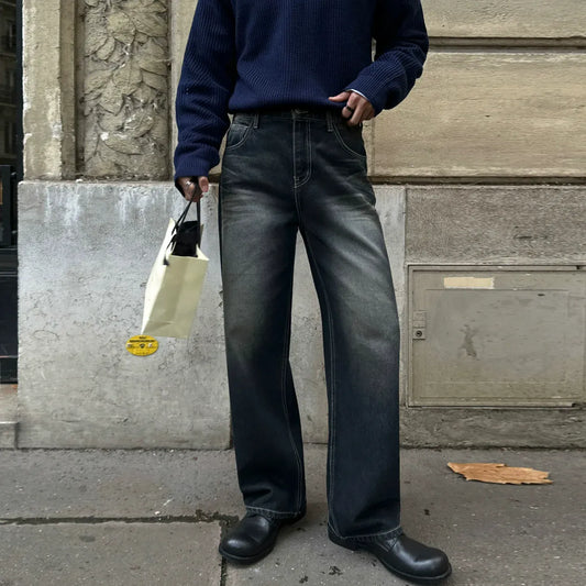 RT No. 42103 WASHED DENIM STRAIGHT JEANS