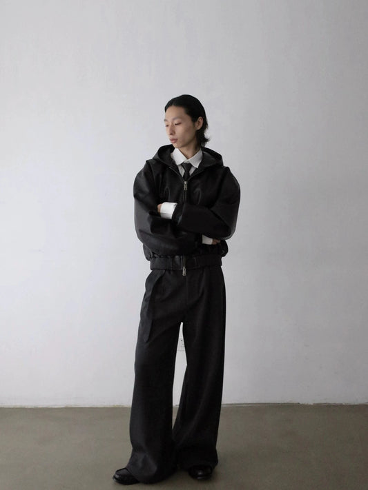 RT No. 29165 BLACK HOODED LEATHER JK
