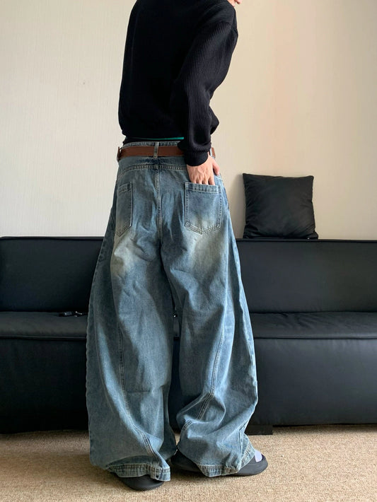 RT No. 19602 WASHED BLUE WIDE JEANS