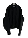 RT No. 18289 BLACK STAND COLLAR ZIP COAT JK