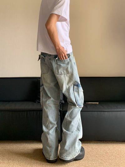 RT No. 11504 SKY BLUE DENIM CARGO PANTS