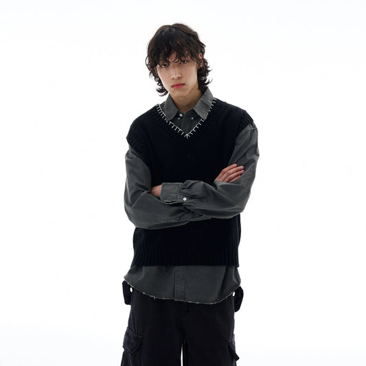 RT No. 25031 KNIT V-NECK SWEATER VEST