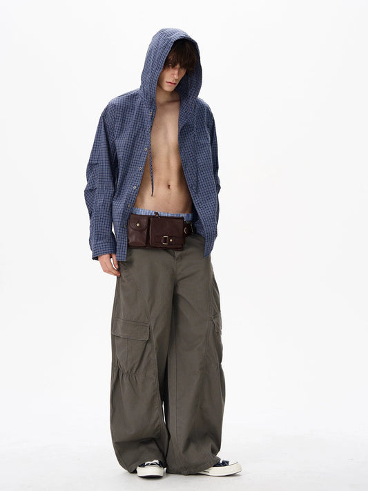 RT No. 18602 GREEN-GRAY WIDE CARGO PANTS
