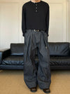 RT No. 50253 PLEATED STRIPED STRAIGHT DENIM PANTS