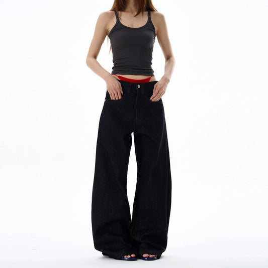RT No. 18046 BLACK SCIMITAR DENIM STRAIGHT JEANS