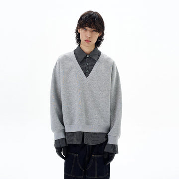 RT No. 29001 TWO PIECE V-NECK (BUTTON-UP SHIRT) SWEATER