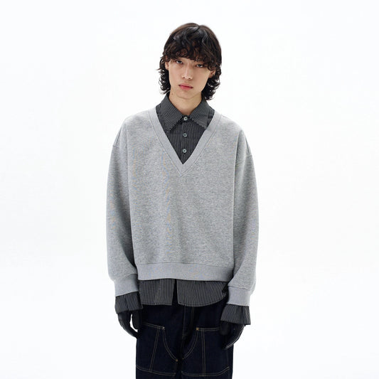 RT No. 29001 TWO PIECE V-NECK (BUTTON-UP SHIRT) SWEATER