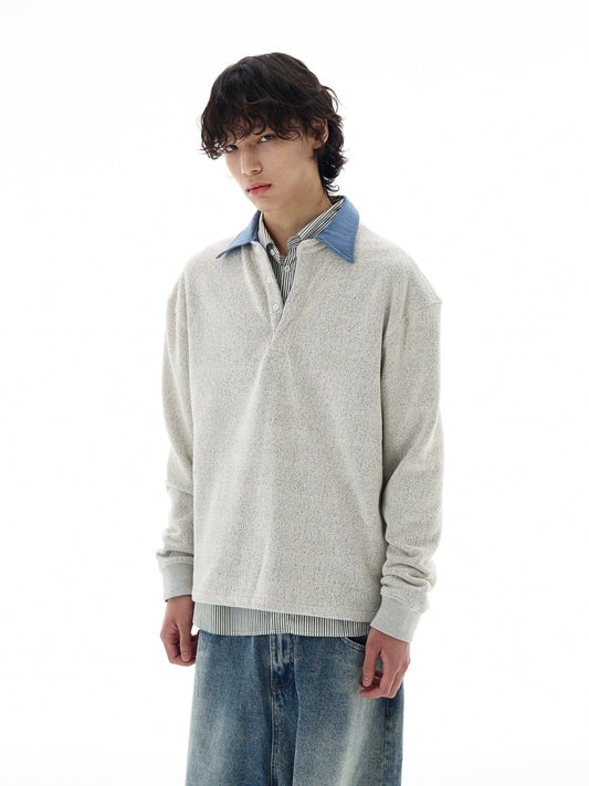 RT No. 25051 WHITE-GRAY POLO SWEATER