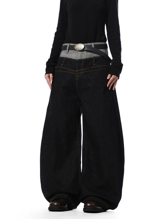 RT No. 50224 DOUBLE WAISTED DENIM JEANS