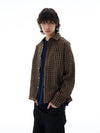 RT No. 25018 BROWN GRID BUTTON-UP SHIRT
