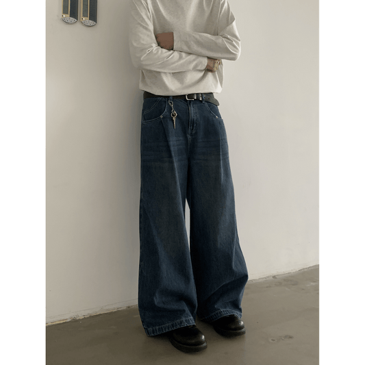 RT No. 18814 PLEATED DENIM STRAIGHT JEANS