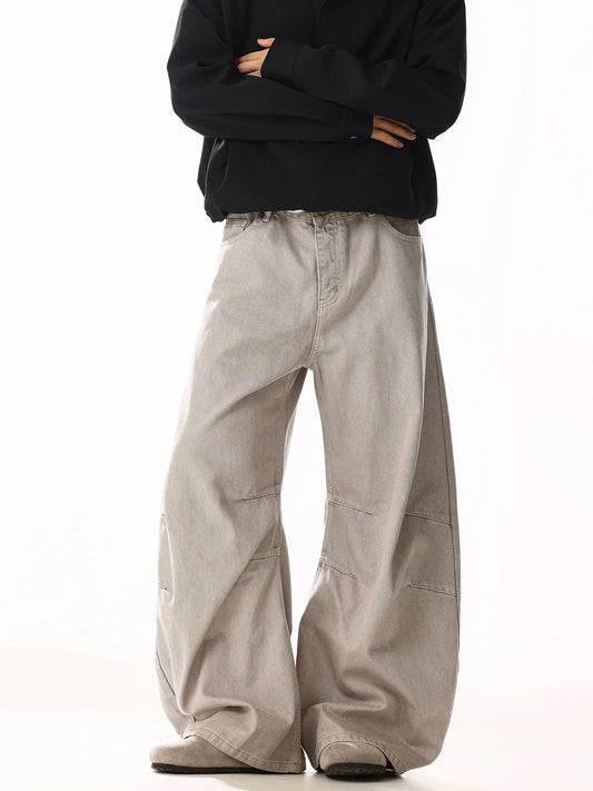 RT No. 19806 RECONSTRUCTED CREAM WIDE STRAIGHT JEANS