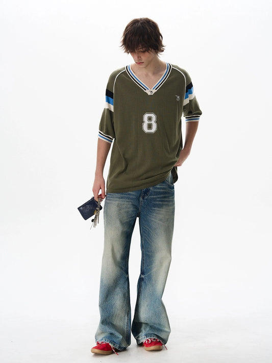 RT No. 18035 KNIT V-NECK 8 SHORTSLEEVE SWEATER