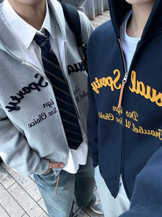 RT No. 25015 EMBROIDERED CURSIVE ZIP HOODIE