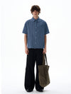 RT No. 12713 BLUE PLAID SHORT SLEEVE SHIRT
