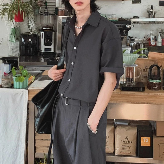 RT No. 18111 COLLAR SHIRT & PLEATED STRAIGHT PANTS