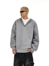 RT No. 12129 BLACK V-NECK PULLOVER HOODIE