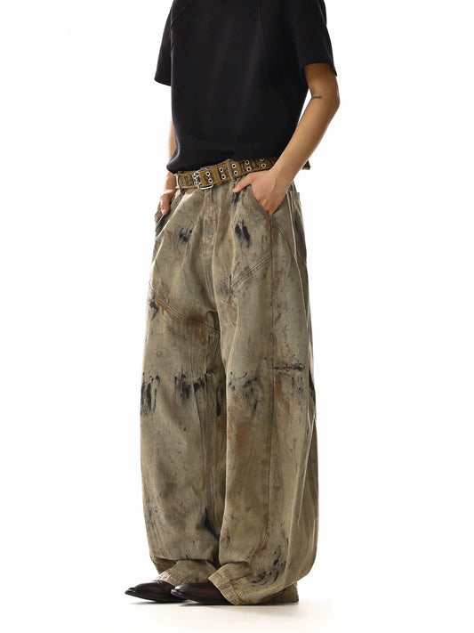 RT No. 18126 GRAFFITI LIGHT BROWN STRAIGHT PANTS