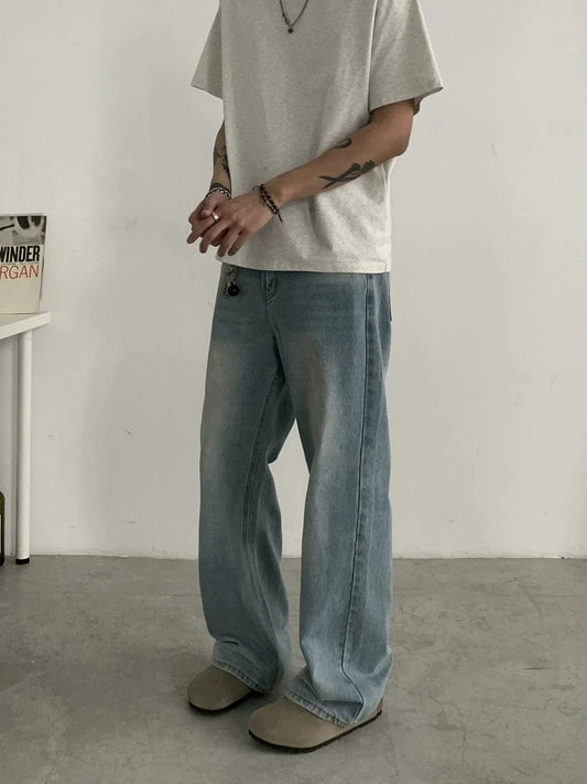 RT No. 18735 WASHED BLUE DENIM STRAIGHT JEANS