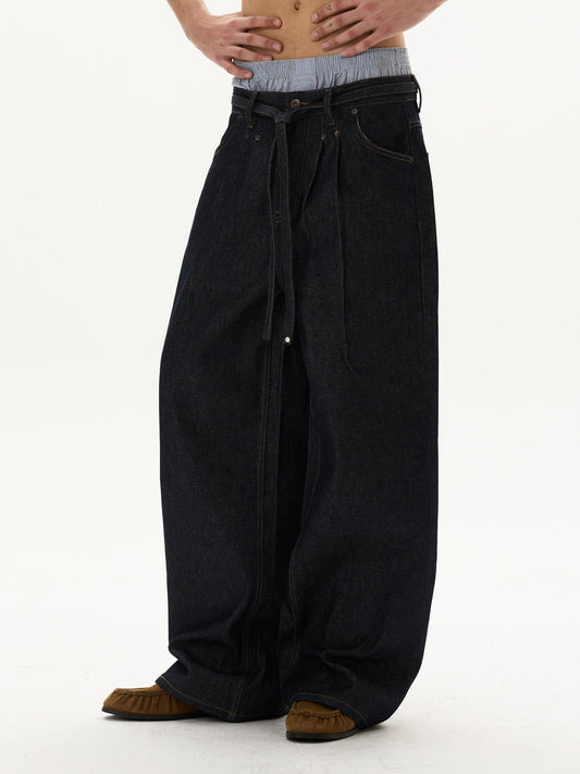 RT No. 59050 PLEATED STRAIGHT DENIM JEANS