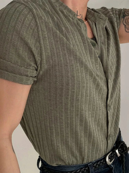 RT No. 19007 BUTTON-UP HENRY COLLAR SHORT SLEEVE