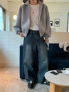 RT No. 31067 WASHED DENIM WIDE STRAIGHT JEANS