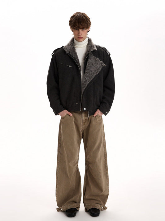 RT No. 58023 WOOLEN TRENCH FUR COLLAR JACKET